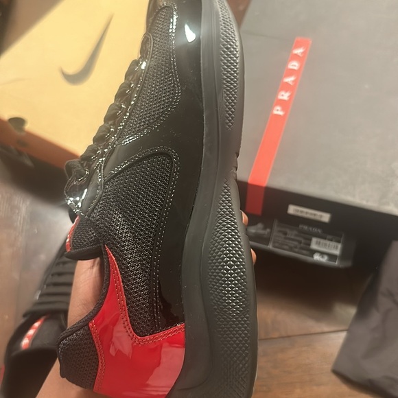 Prada Americas cup low-top sneakers-black and red - Picture 4 of 7